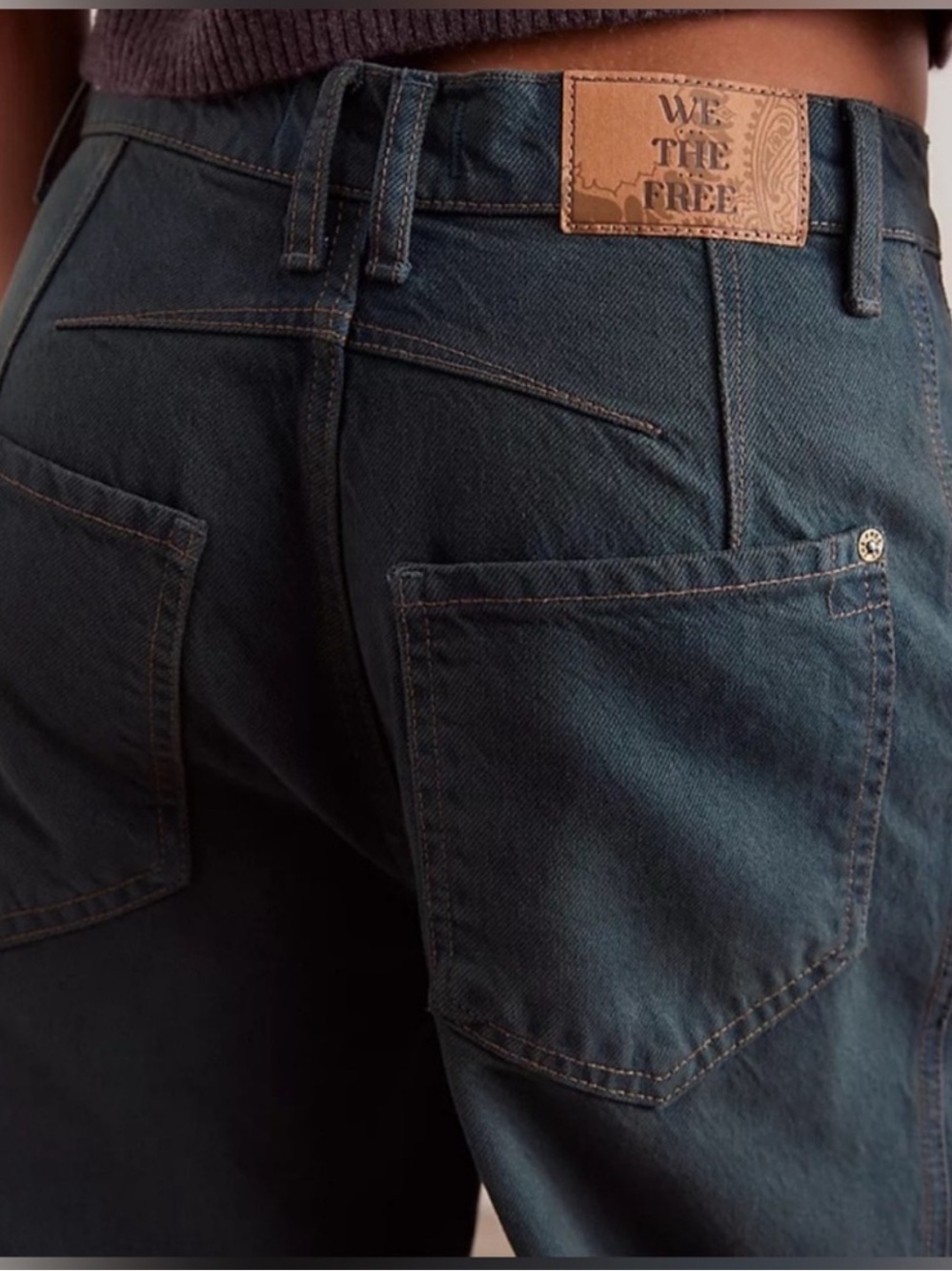 NWOT Free People We The Free Good Luck Mid-Rise Barrel Jeans - Luke Green - - Picture 2 of 8
